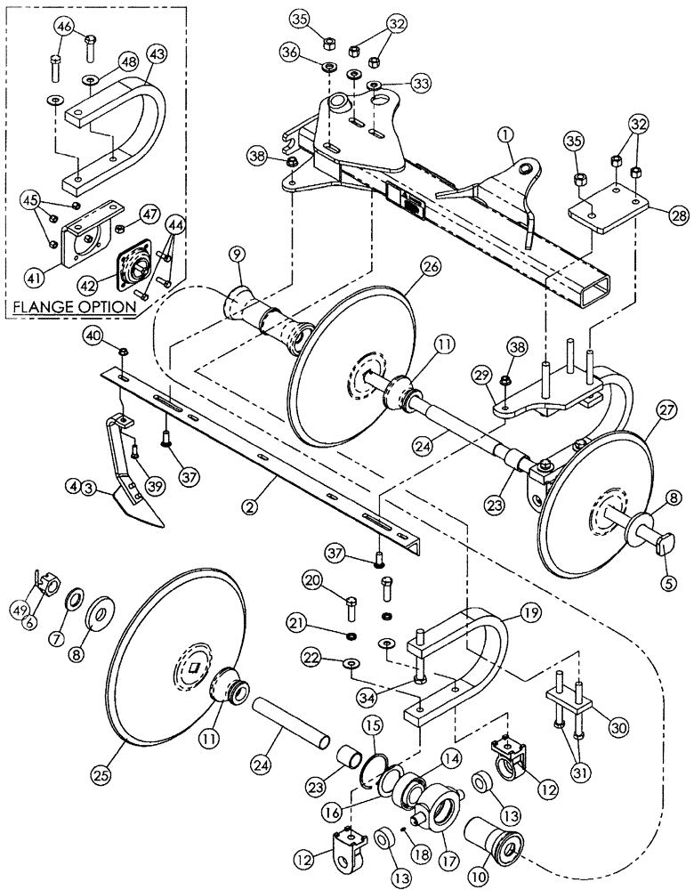 Схема запчастей Case IH MRX690 - (75.200.13) - WING DISK GANG (7 SHANK REAR WING ASSY) (QUANTITIES FOR ONE GANG ASSY) 2006 MODELS & PRIOR 