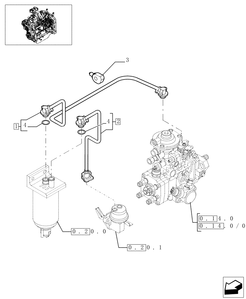 Схема запчастей Case IH JX1085C - (0.20.3) - PIPING FUEL (01) - ENGINE