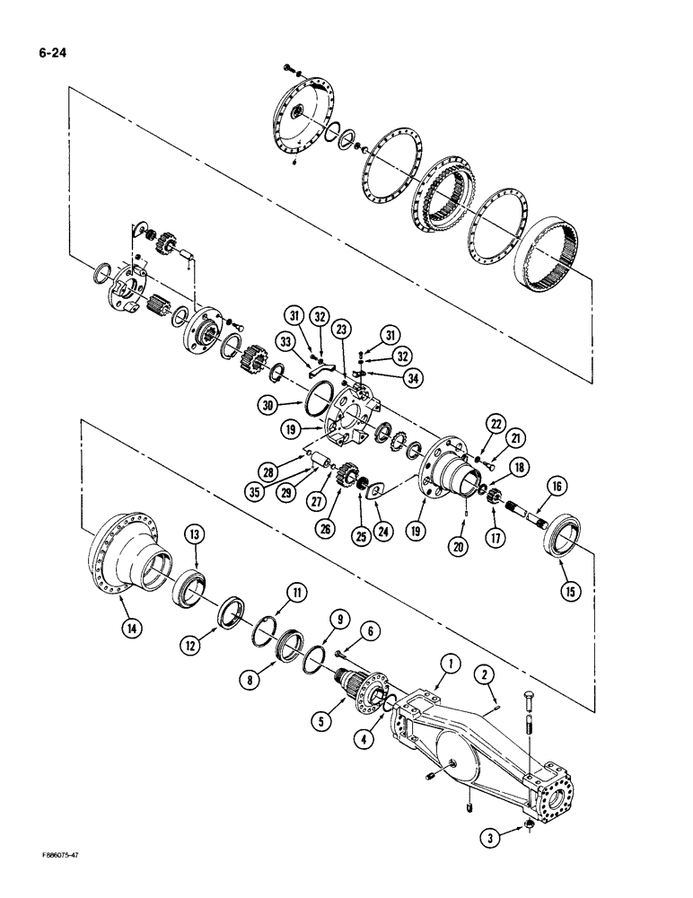 Схема запчастей Case IH KP-525 - (6-24) - AXLE ASSEMBLY, HOUSING AND WHEEL END, K594.20/30 (06) - POWER TRAIN