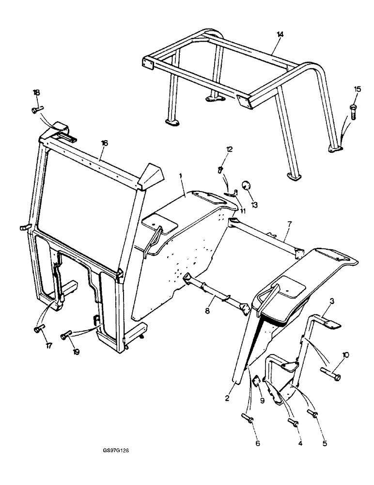 Схема запчастей Case IH 1210 - (9-040) - FENDERS AND CAB FRAME, 1210Q, 1212Q, 1210SK AND 1212SK TRACTORS (09) - CHASSIS/ATTACHMENTS