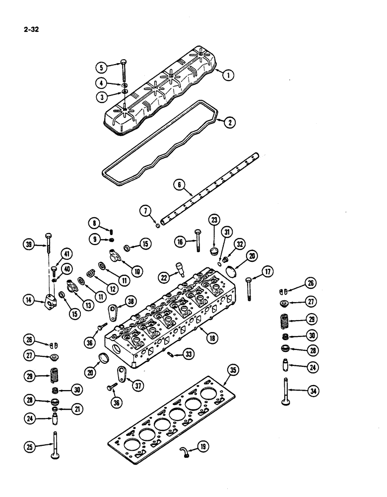 Схема запчастей Case IH 782 - (2-32) - CYLINDER HEAD AND RELATED PARTS, D358 DIESEL ENGINE (01) - ENGINE