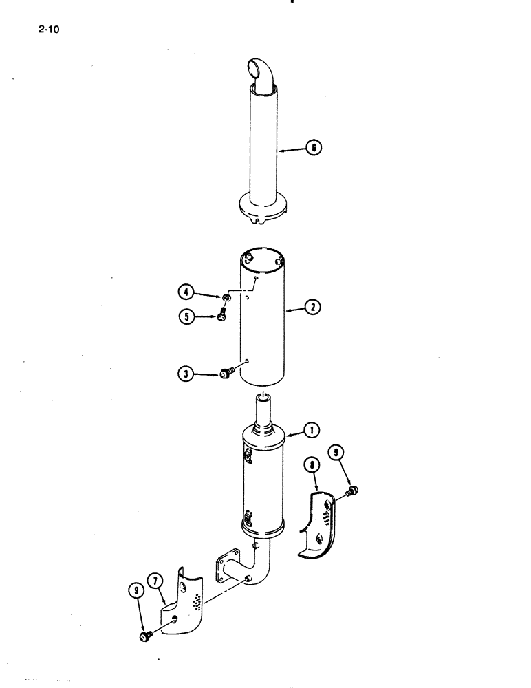 Схема запчастей Case IH 275 - (2-10) - EXHAUST MUFFLER, VERTICAL (02) - ENGINE