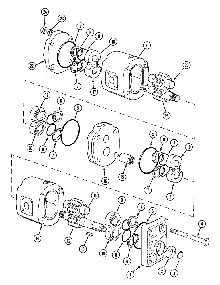 Схема запчастей Case IH 1494 - (8-292) - TANDEM HYDRAULIC PUMP - DOWTY (08) - HYDRAULICS