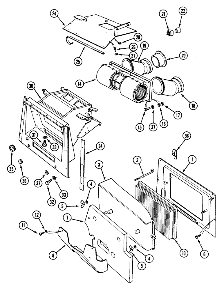 Схема запчастей Case IH 1594 - (9-416) - AIR FILTER AND HEATER FAN (09) - CHASSIS/ATTACHMENTS