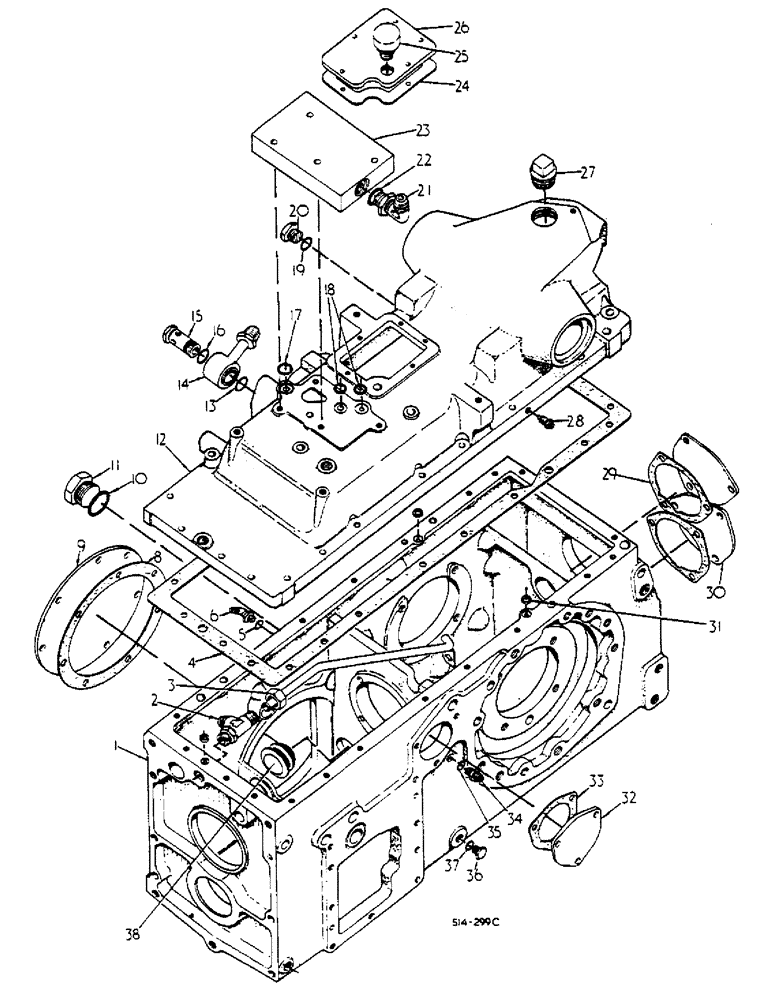 Схема запчастей Case IH 585 - (07-024) - REAR FRAME, COVER AND CONNECTIONS (04) - Drive Train