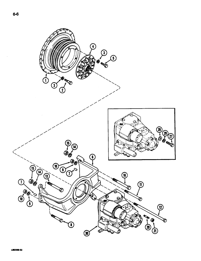 Схема запчастей Case IH 1822 - (6-06) - FAN DRIVE PULLEY, PULLEY HOUSING, AND HYDROSTATIC PUMP DRIVE PLATE (03) - POWER TRAIN