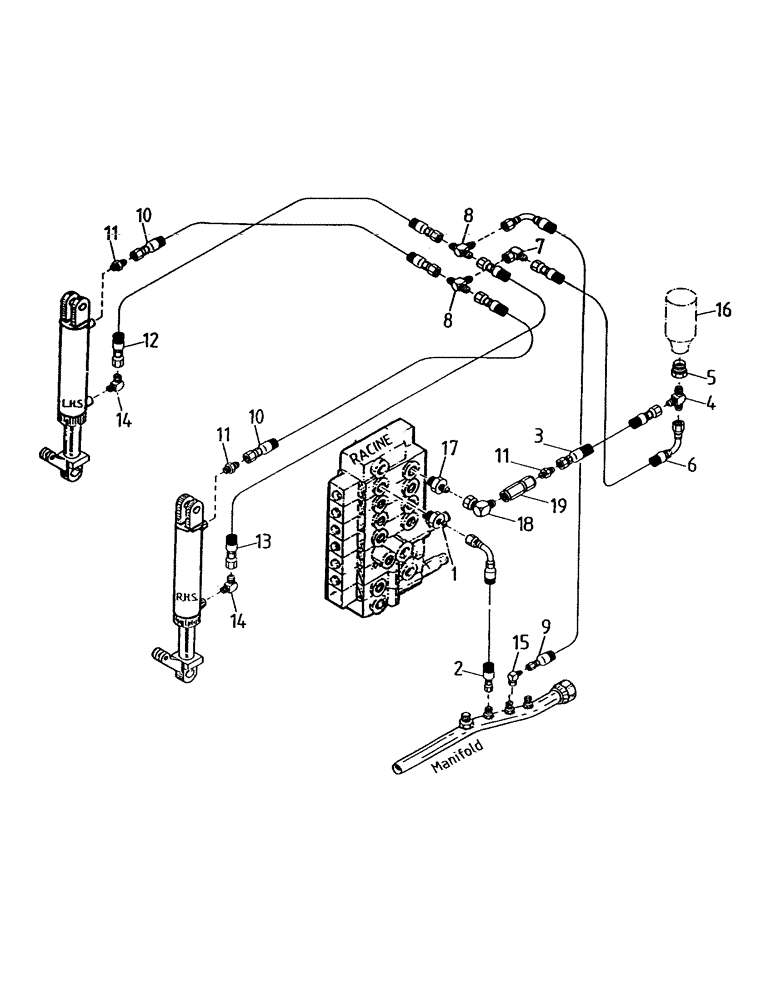 Схема запчастей Case IH 7000 - (B06-35) - HYDRAULIC CIRCUIT, BASECUTTER LIFT 7700 Hydraulic Components & Circuits