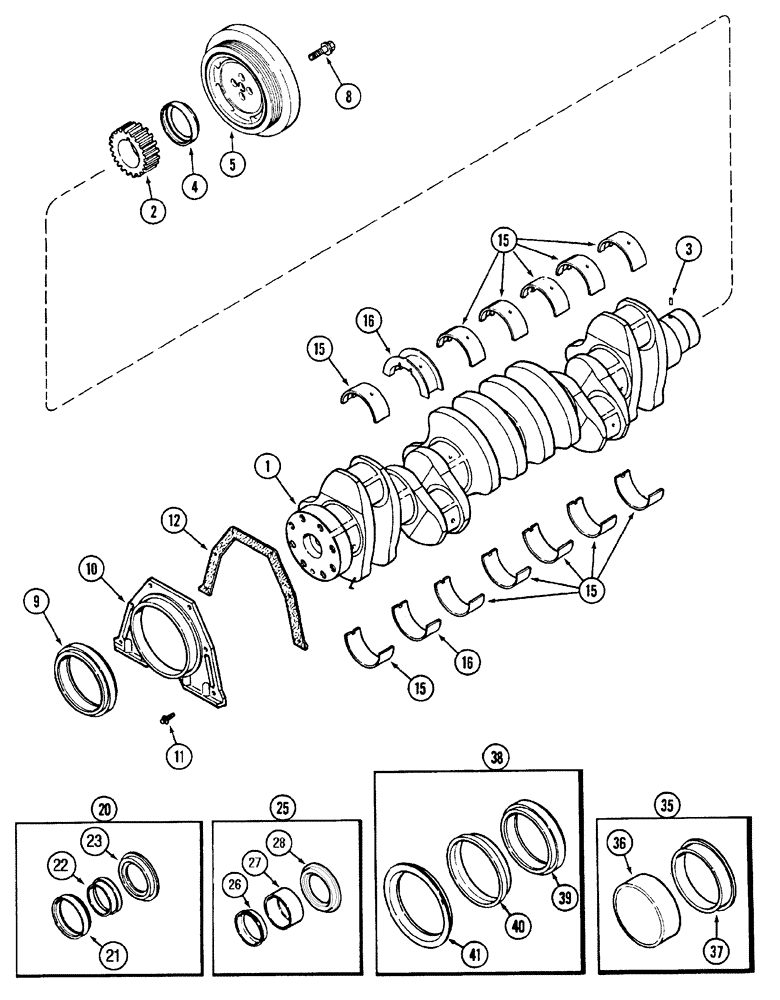 Схема запчастей Case IH MX135 - (02-28) - CRANKSHAFT (02) - ENGINE