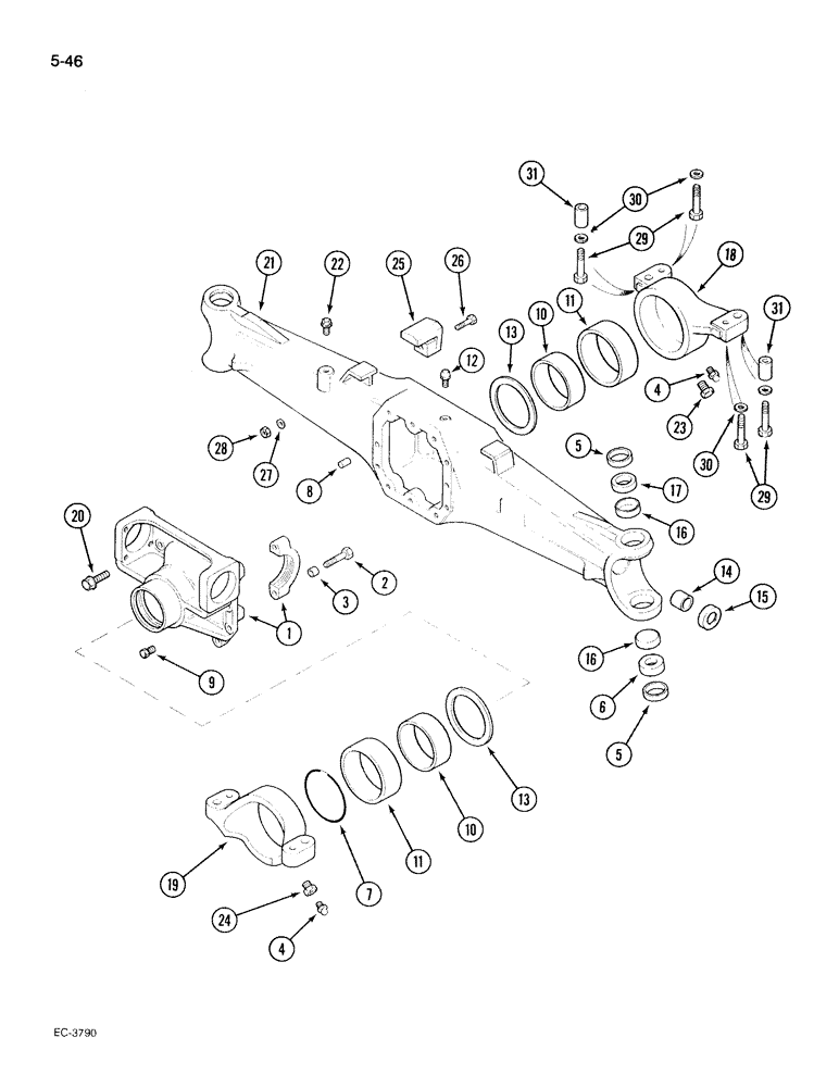 Схема запчастей Case IH 395 - (5-046) - MECHANICAL FRONT DRIVE "CARRARO", AXLE ASSEMBLY (05) - STEERING