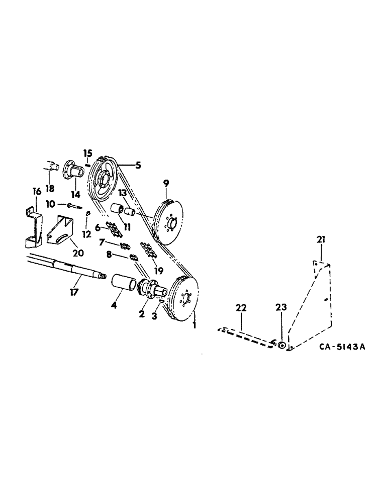 Схема запчастей Case IH 715 - (21-06) - THRESHING CYLINDER AND CONCAVE, CYLINDER CHAIN DRIVE AND SLIP CLUTCH, CHAIN DRIVE (14) - THRESHING