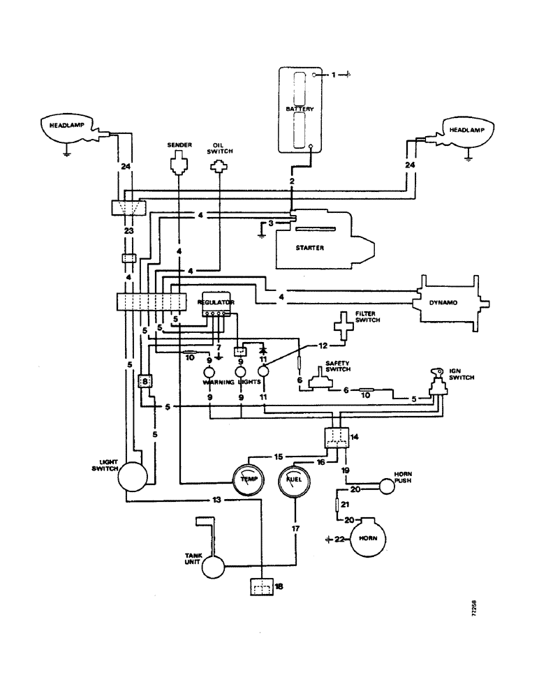 Схема запчастей Case IH 1212 - (M30) - ELECTRICAL EQUIPMENT, ELECTRICAL WIRING, STARTING AND HEADLAMPS 1210 AND 1212 MODELS (06) - ELECTRICAL SYSTEMS