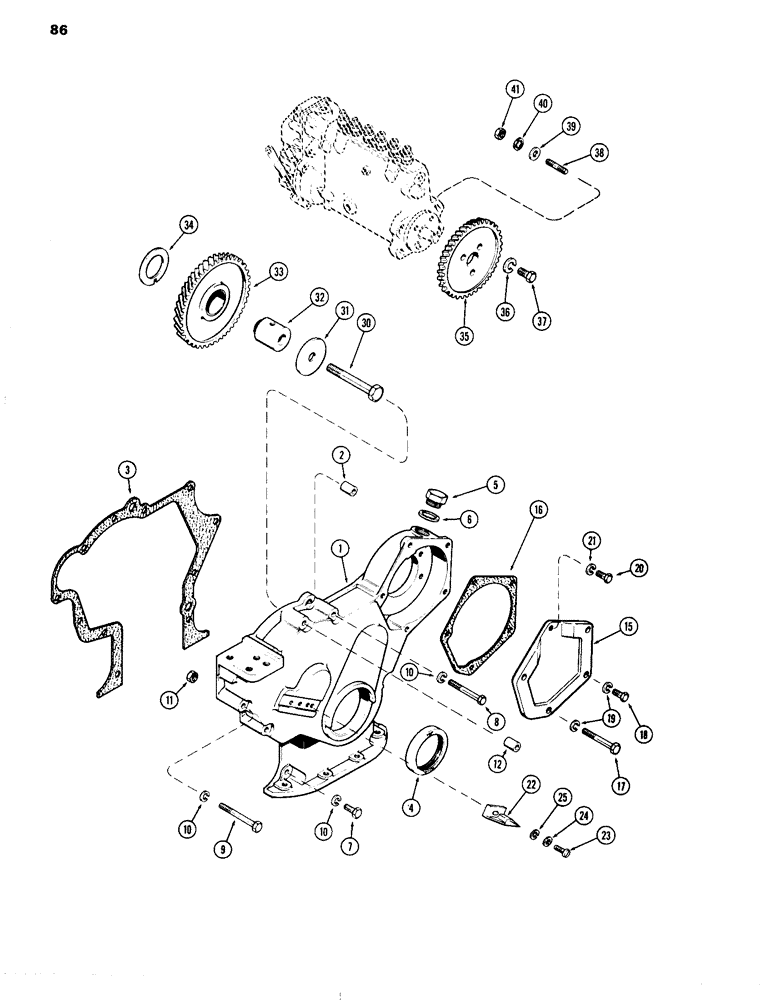 Схема запчастей Case IH 504DTI - (086) - TIMING GEAR COVER, ENGINE LESS FUEL DEVICE, 504DTI AND 504DT DIESEL ENGINES (10) - ENGINE