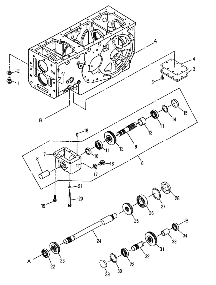 Схема запчастей Case IH DX45 - (03.16) - REAR TRANSMISSION, MID PTO (03) - TRANSMISSION