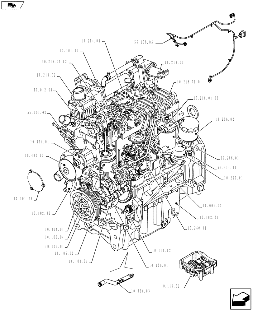 Схема запчастей Case IH F5AE5484A A002 - (10.000.01[01]) - PICTORIAL INDEX - ENGINE (504386491) (10) - ENGINE