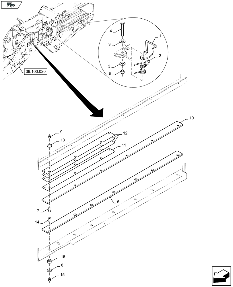 Схема запчастей Case IH LB324S - (70.200.010) - PLUNGER RAILS (70) - EJECTION