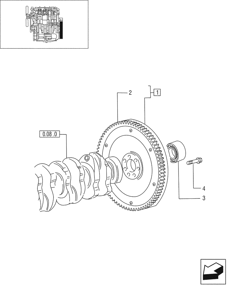 Схема запчастей Case IH JX95 - (0.08.3/02) - FLYWHEEL - TIER 1 ENGINE (01) - ENGINE