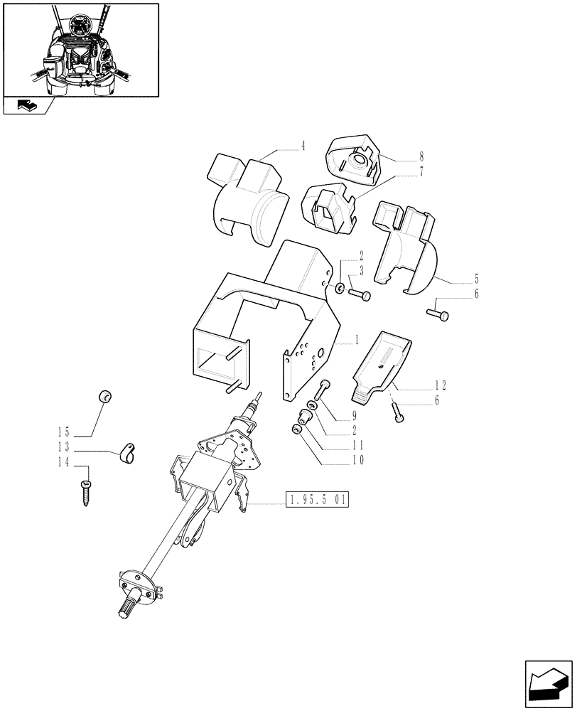 Схема запчастей Case IH PUMA 180 - (1.95.5[02]) - COVERING SUPPORT - STEERING COLUMN (10) - OPERATORS PLATFORM/CAB