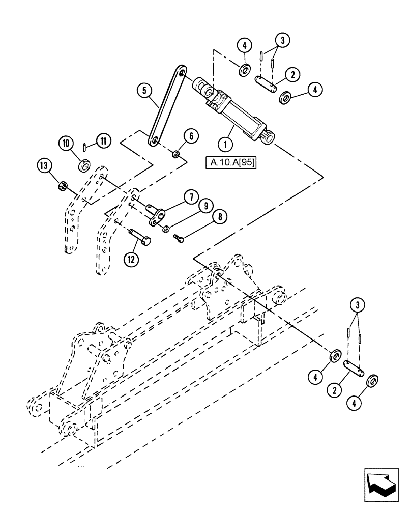 Схема запчастей Case IH 1200 - (F.10.B[01]) - GULL WING ATTACHMENT LINKAGE, 12 ROW NARROW BSN CBJ036000 F - Frame Positioning