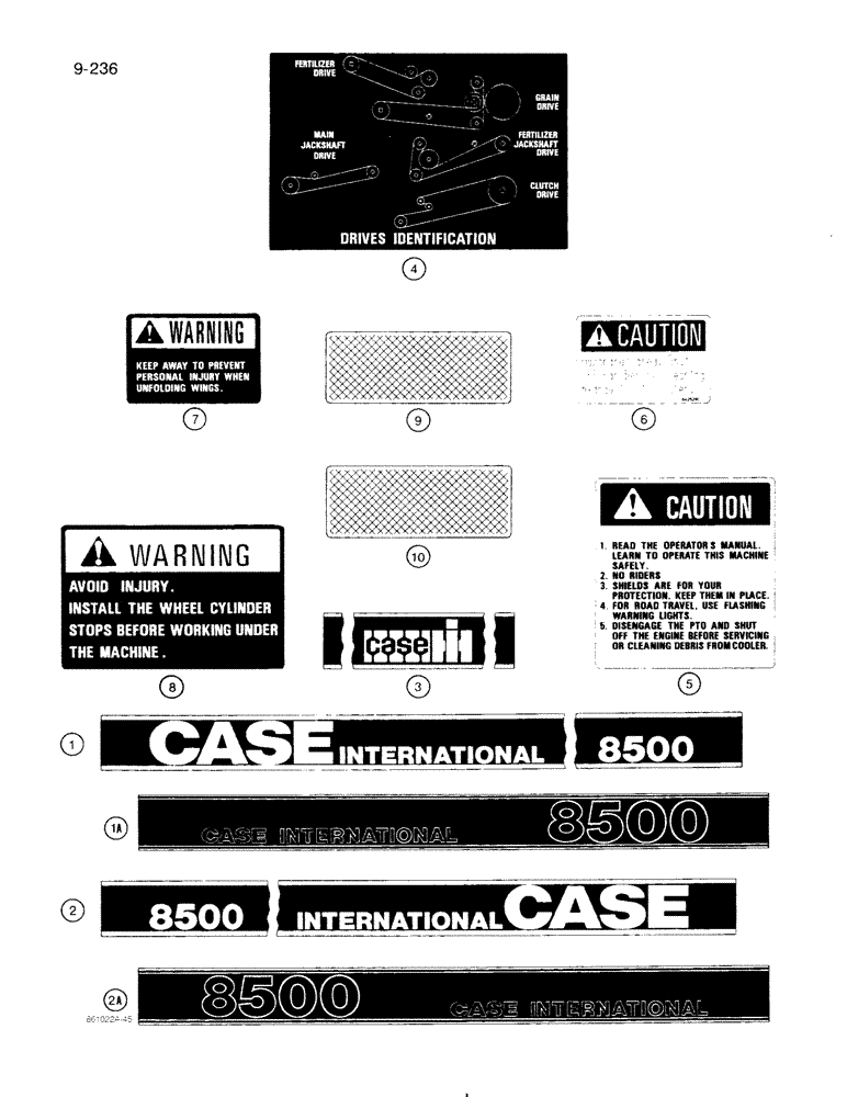 Схема запчастей Case IH 8500 - (9-236) - DECALS (09) - CHASSIS/ATTACHMENTS