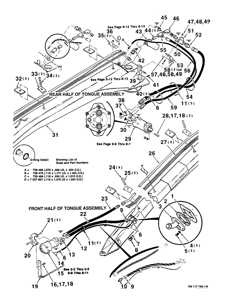 Схема запчастей Case IH 8370 - (8-02) - TONGUE AND HYDRAULIC DRIVE ASSEMBLY, OLD STYLE (08) - HYDRAULICS