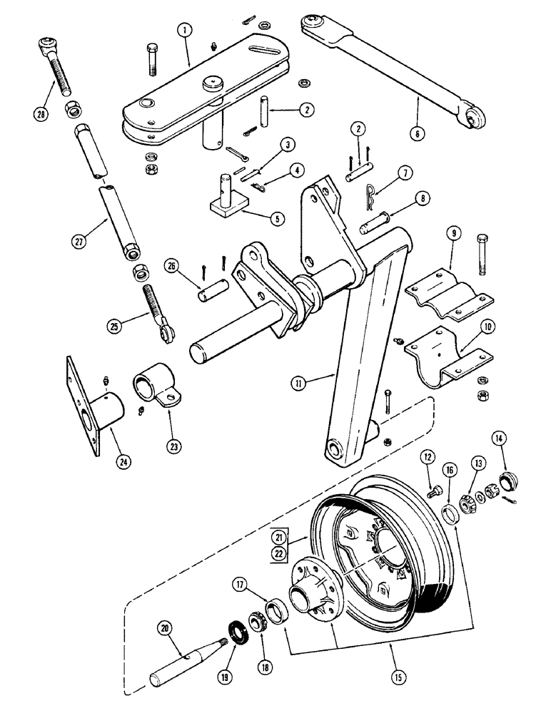 Схема запчастей Case IH 3300-SERIES - (07C) - LAND AXLE AND WHEEL, TRAIL HITCH 