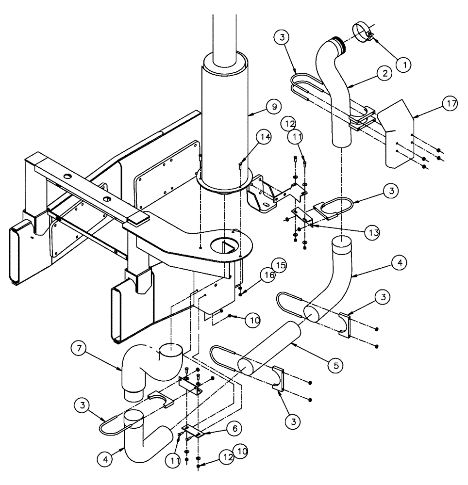 Схема запчастей Case IH FLX3300B - (02-016) - AIR EXHAUST GROUP (01) - ENGINE