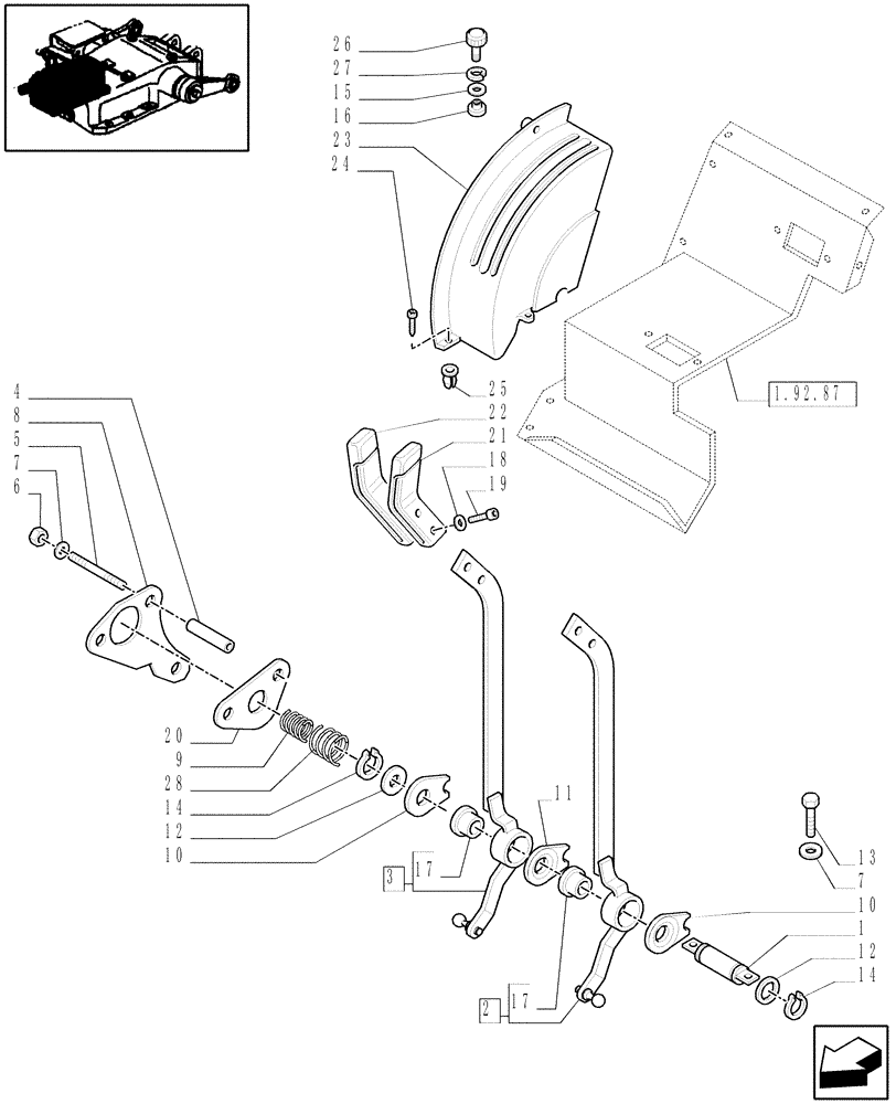 Схема запчастей Case IH JX70 - (1.82.5[01]) - LIFT CONTROLS - HANDLE AND LEVERS - L/CAB (07) - HYDRAULIC SYSTEM