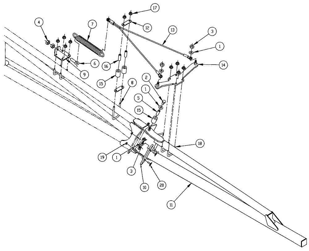 Схема запчастей Case IH SPX4410 - (08-013) - 60-90 BOOM BREAKAWAY ASSEMBLY (09) - BOOMS