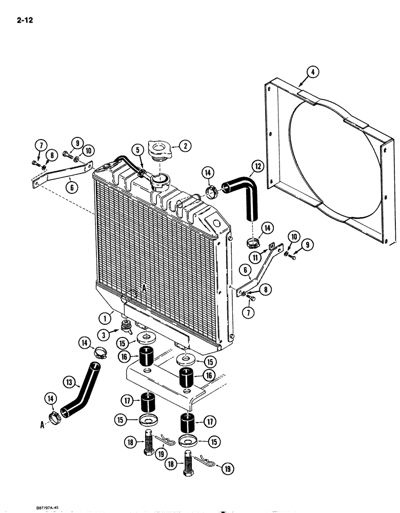 Схема запчастей Case IH 1818 - (2-012) - RADIATOR, DIESEL MODELS (02) - ENGINE