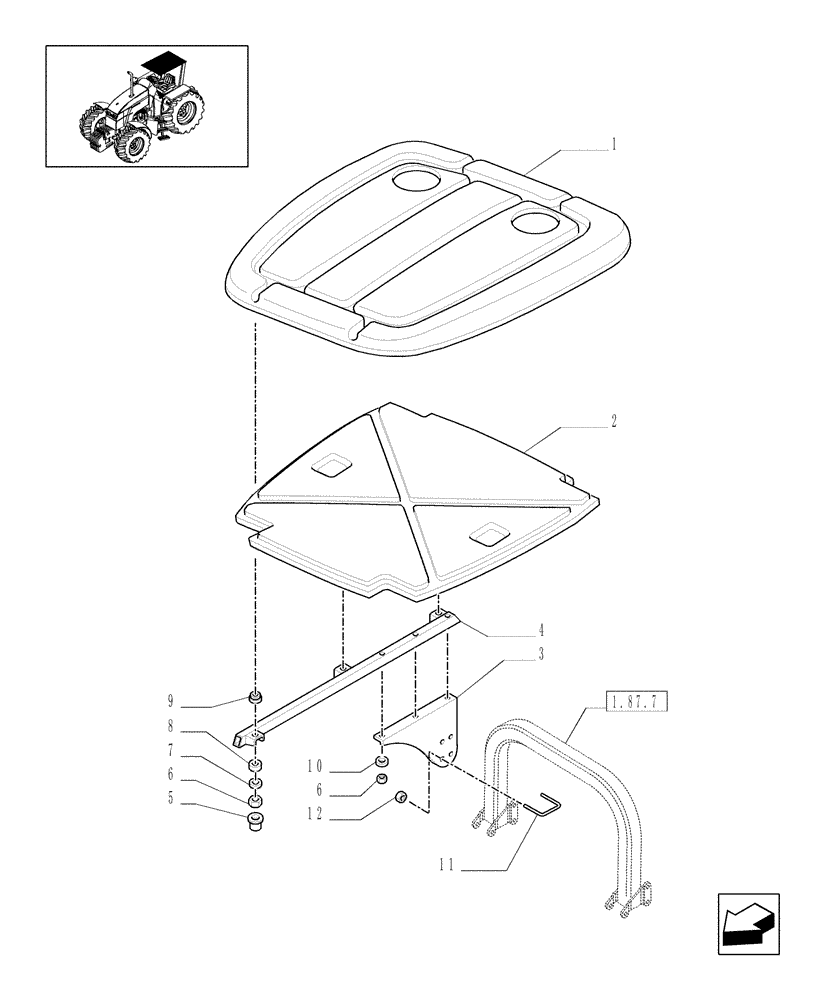 Схема запчастей Case IH MXU110 - (1.87.7/01) - (VAR.857) CANOPY FOR ROPS (08) - SHEET METAL