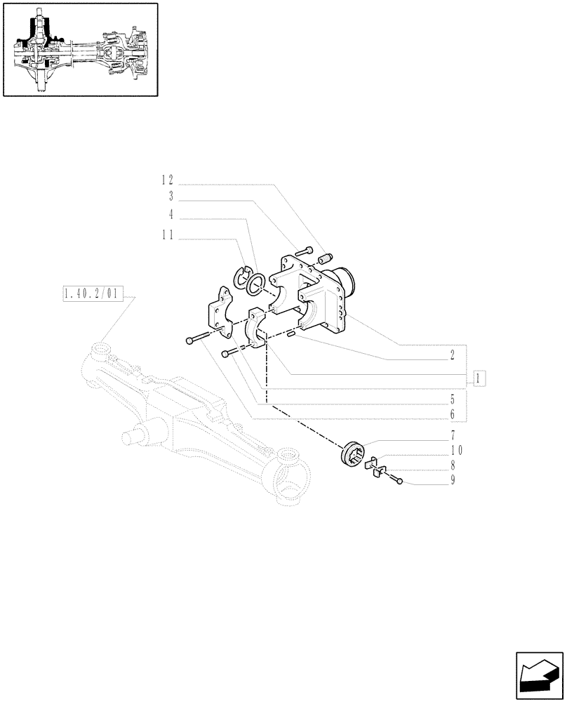 Схема запчастей Case IH MXU125 - (1.40.2/05) - (VAR.301/1-358/1) 4WD FRONT AXLE WITH SUSPENSIONS AND TERRALOCK - SUPPORT (04) - FRONT AXLE & STEERING