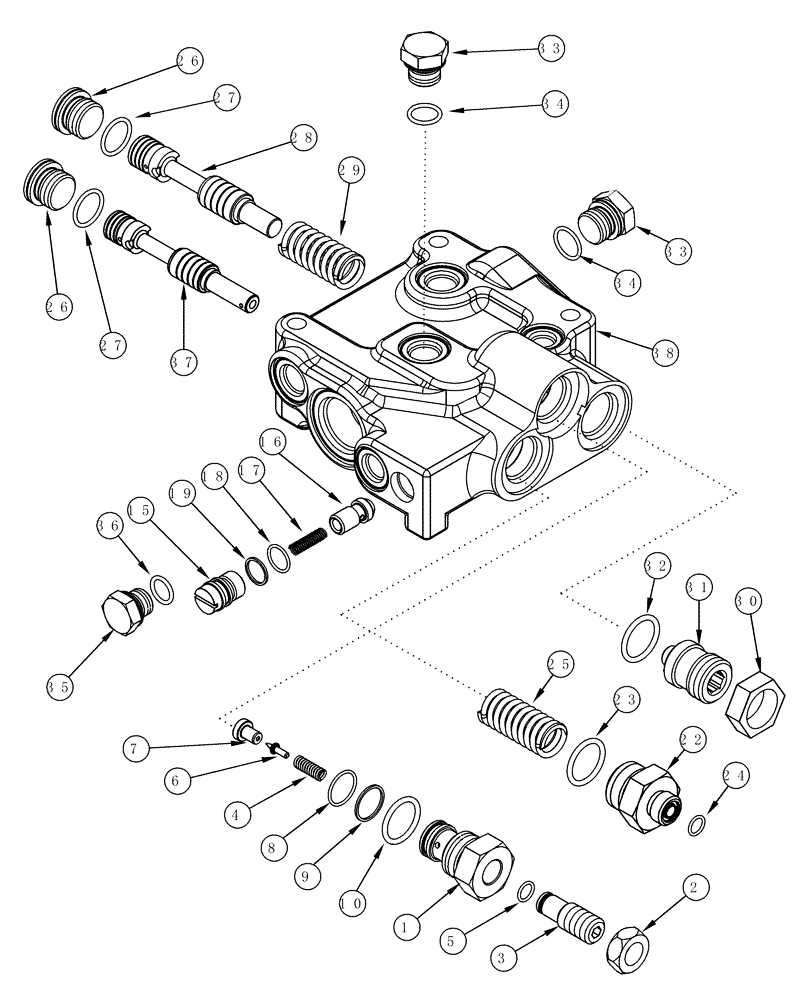 Схема запчастей Case IH MX270 - (08-18) - PRIORITY AND REGULATOR VALVE ASSEMBLY (08) - HYDRAULICS