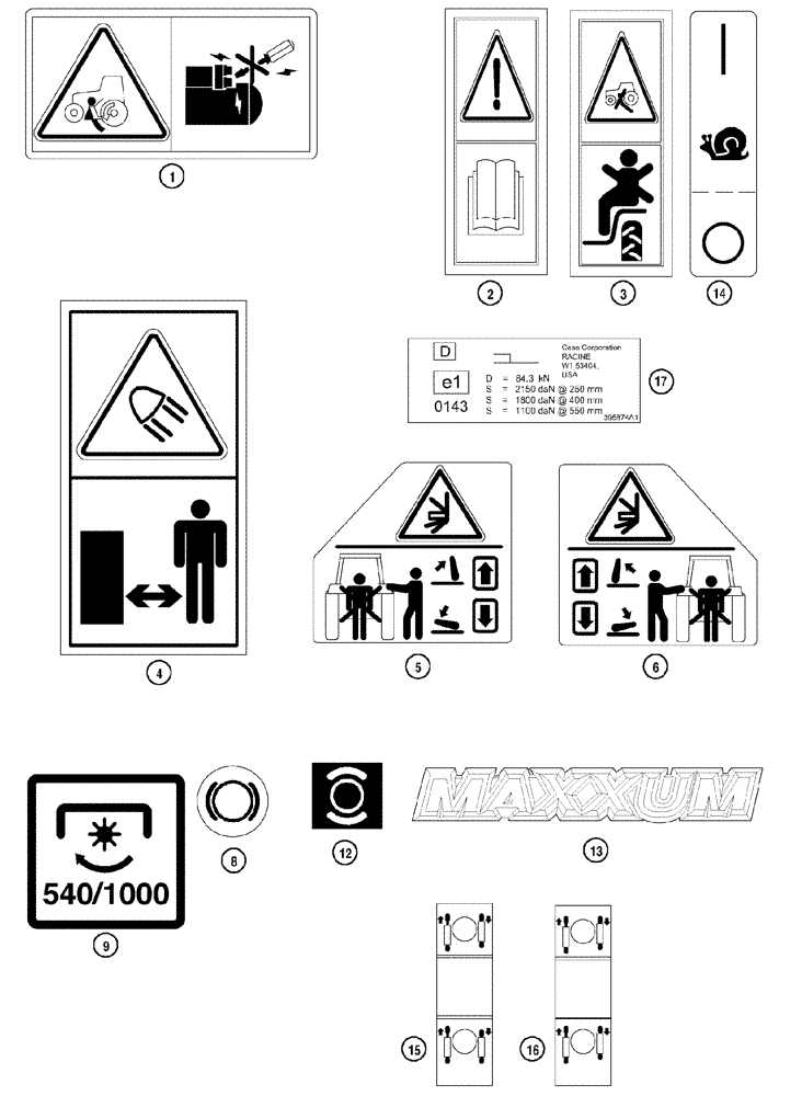 Схема запчастей Case IH MX170 - (09-78) - DECALS (90) - PLATFORM, CAB, BODYWORK AND DECALS