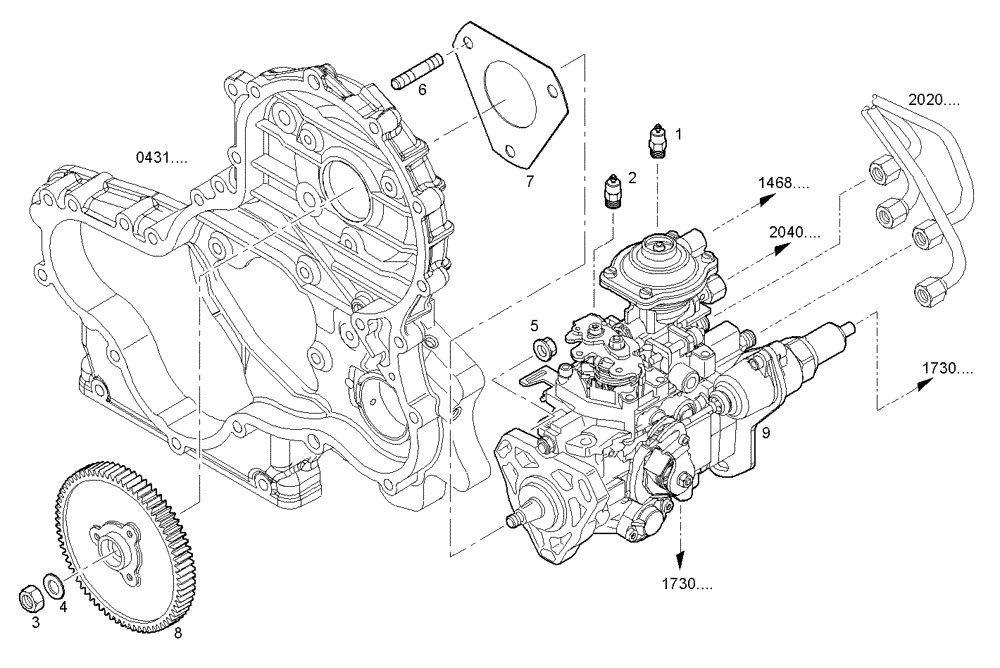 Схема запчастей Case IH F5AE9454F A001 - (1400.360) - INJECTION PUMP ASSY 