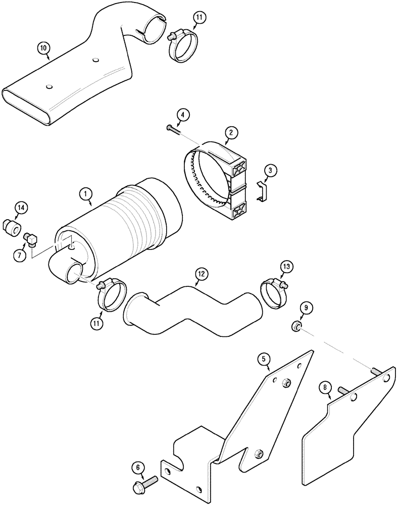 Схема запчастей Case IH C100 - (02-14) - AIR CLEANER AND CONNECTIONS (02) - ENGINE