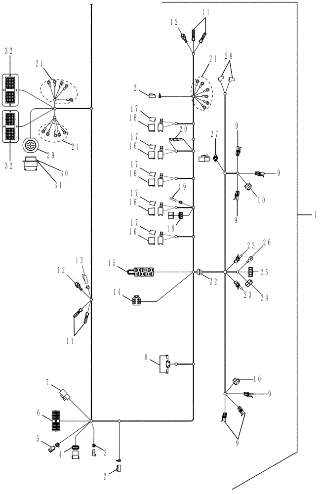 Схема запчастей Case IH 625 - (55.100.03[02]) - HARNESS, MAIN CAB, MODEL YEAR 2009 AND AFTER (55) - ELECTRICAL SYSTEMS