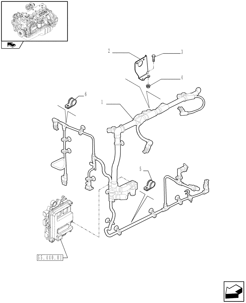 Схема запчастей Case IH F4HE9684J J100 - (55.440.02) - MOTOR ELECTRIC INSTALLATION (2854597) 