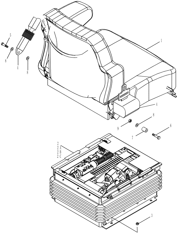 Схема запчастей Case IH MX245 - (09-28) - SEAT ASSEMBLY (09) - CHASSIS/ATTACHMENTS