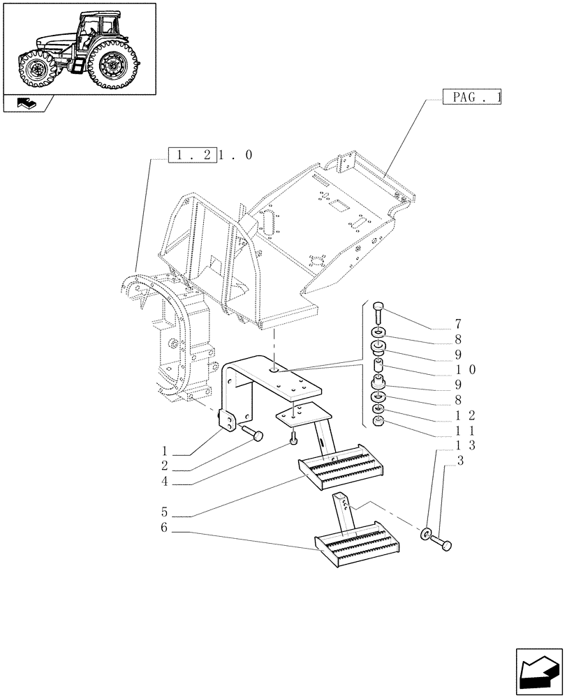 Схема запчастей Case IH FARMALL 85U - (1.87.0[03]) - LADDER AND SUPPORTS - L/CAB (08) - SHEET METAL