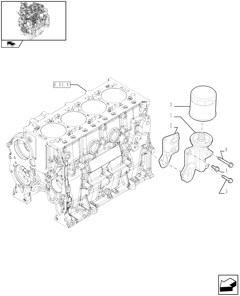 Схема запчастей Case IH FARMALL 70 - (0.30.2) - FILTER ENGINE OIL (01) - ENGINE