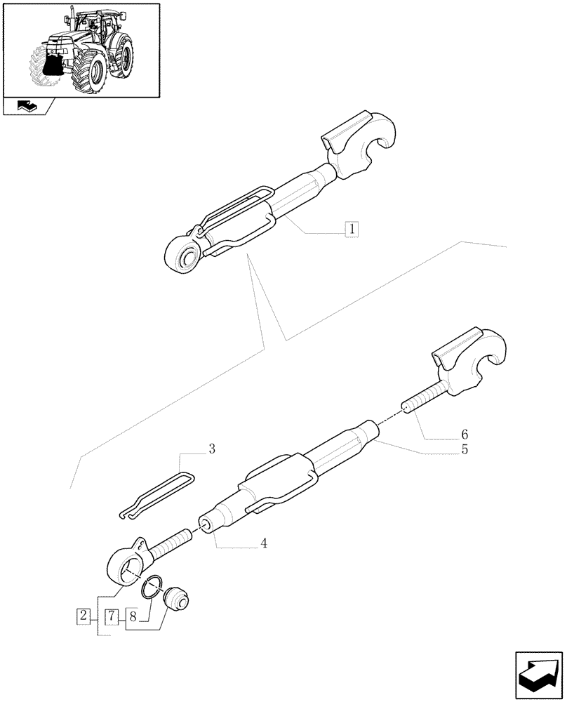 Схема запчастей Case IH PUMA 165 - (1.81.9/ B) - THIRD-LINK SPRAG - BREAKDOWN (07) - HYDRAULIC SYSTEM