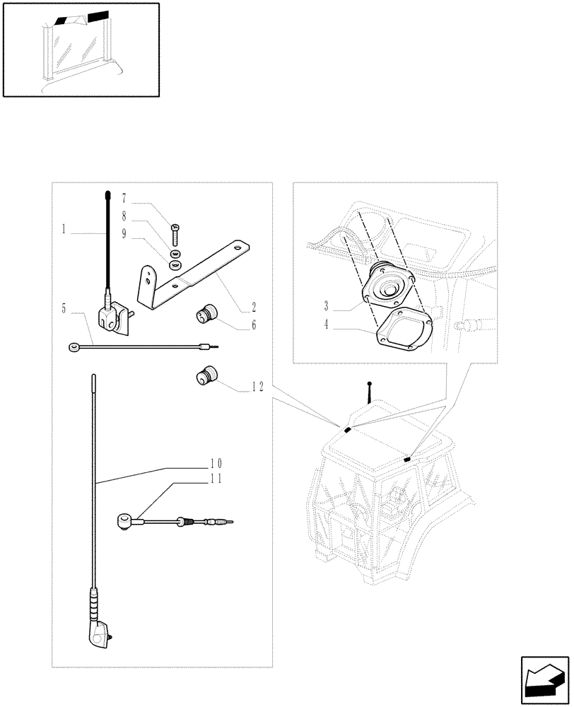 Схема запчастей Case IH JX80U - (1.91.7/06) - (VAR.777) RADIO SET PREARRANGEMENT - ANTENNA & LOUDSPEAKERS (10) - OPERATORS PLATFORM/CAB