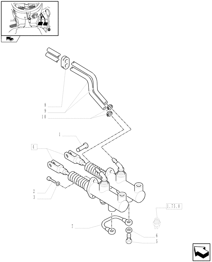 Схема запчастей Case IH FARMALL 105N - (1.92.68[02]) - BRAKE PIPING (10) - OPERATORS PLATFORM/CAB