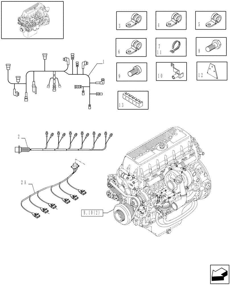 Схема запчастей Case IH AFX8010 - (B.10.A.95[2]) - ENGINE ELECTRIC INSTALLATION (504032829) B - Power Production