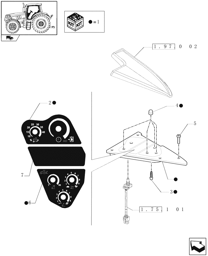 Схема запчастей Case IH PUMA 225 - (1.97.0/01) - (VAR.743-743/1-749-753) RADAR - ARMREST CONTROL UNIT - COVERS AND CONTROLS (10) - OPERATORS PLATFORM/CAB