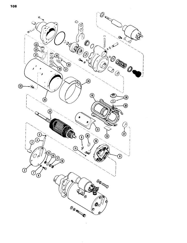 Схема запчастей Case IH 504DT - (108) - STARTING MOTOR, 12 VOLT, B (55) - ELECTRICAL SYSTEMS