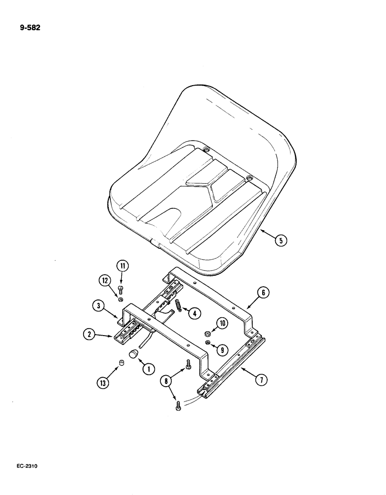 Схема запчастей Case IH 585 - (9-582) - SEAT, NON SUSPENSION, WITHOUT CAB (09) - CHASSIS/ATTACHMENTS