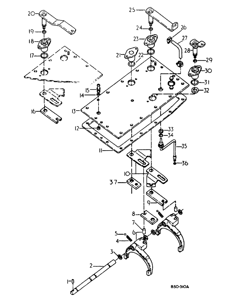 Схема запчастей Case IH 884 - (07-28) - GEAR SHIFT MECHANISM, SPEED TRANSMISSION, H PATTERN SHIFT (04) - Drive Train