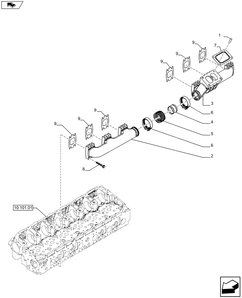 Схема запчастей Case IH F3DFE613A A002 - (10.254.05) - EXHAUST MANIFOLD (504386680) (10) - ENGINE