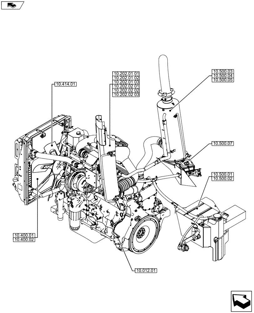Схема запчастей Case IH QUADTRAC 600 - (10.000.00) - PICTORIAL INDEX - ENGINE ASSEMBLY (10) - ENGINE